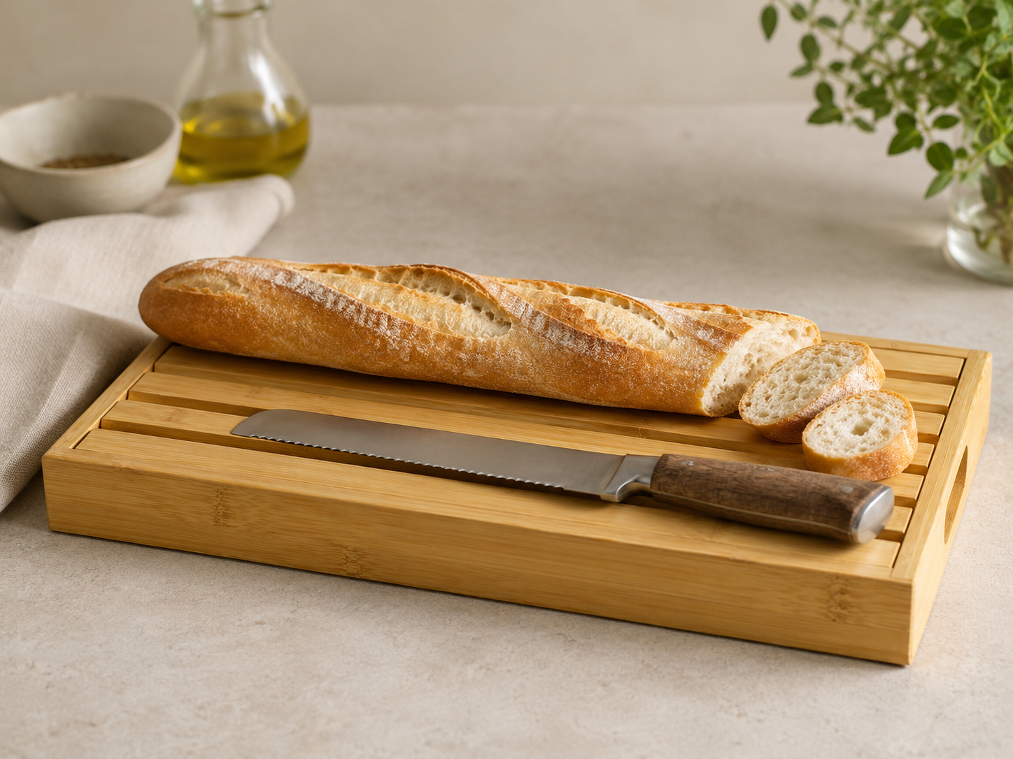Stokbroodplank Lyon bamboe hout 38x23x4cm